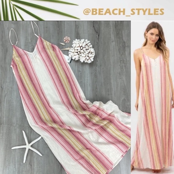 🔆RIP CURL🔆GOLDEN DAYS STRIPPED DRESSES - Picture 1 of 14